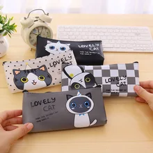 Cute Kawaii Jelly Glue Pencil Case Lovely Cartoon Cat Pencil Bag For Kids Gift Korean Stationery office school supplies