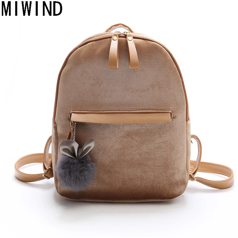 

NEW Velvet Women Backpack Mini Backpack For Women Teenage Girl Mochila Escolar Female Ruckasck Student School Bag TAL1262