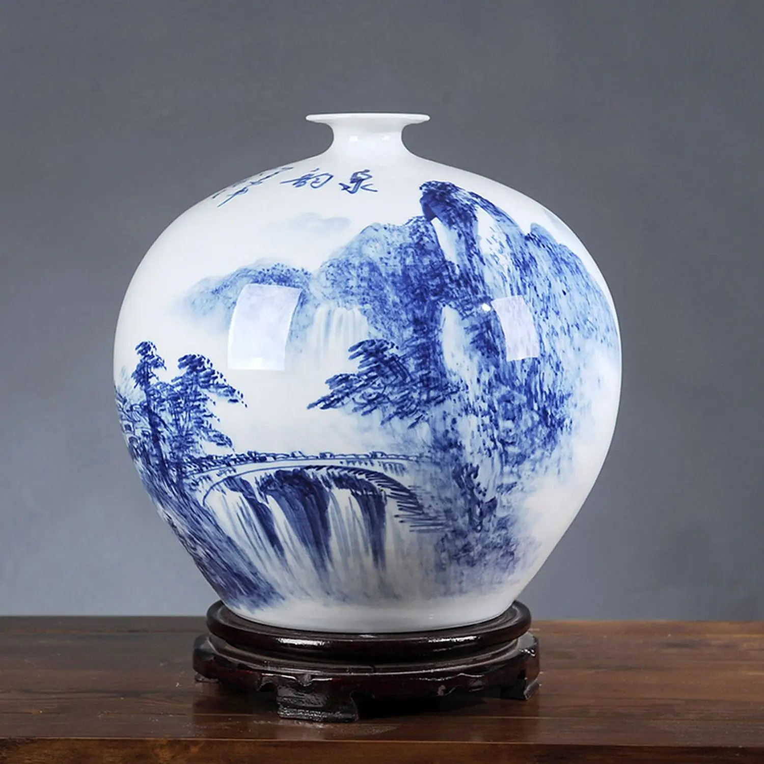 Blue and white porcelain"Landscape"Home Furnishing Office