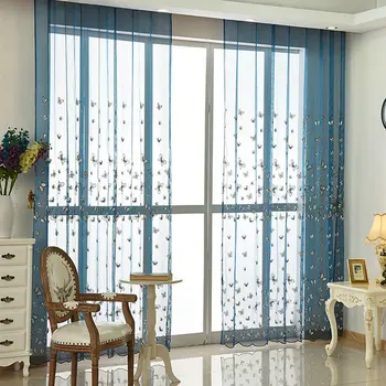 

Romantic Butterfly Pattern Modern Embroidered Voile Curtain for Living Room Bedroom Kitchen Tulle Kids Sheer Room Home Decor