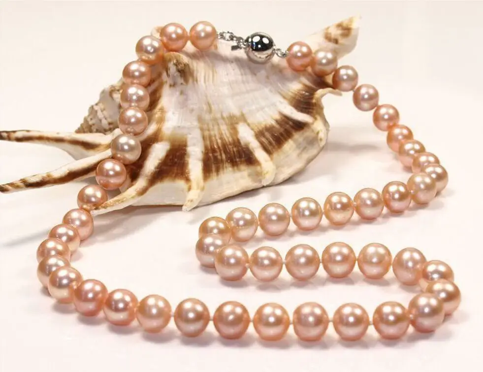 

Free Shipping >> NATURAL AAA 10-11MM ROUND SOUTH SEA GOLD PINK PEARL NECKLACE 18" 14K GOLD CLASP