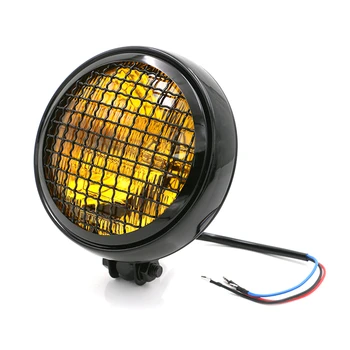 

Universal Motorcycle Headlight Assembly fit for Harley Motorbike Vintage CNC Mesh Front Light Scooter Grill Head Lamp