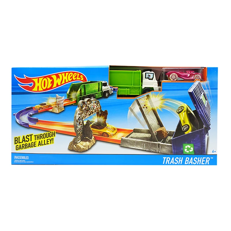 Спортивный автомобиль Hot Wheels трек для взрыва через мусорную перемычку DNR74