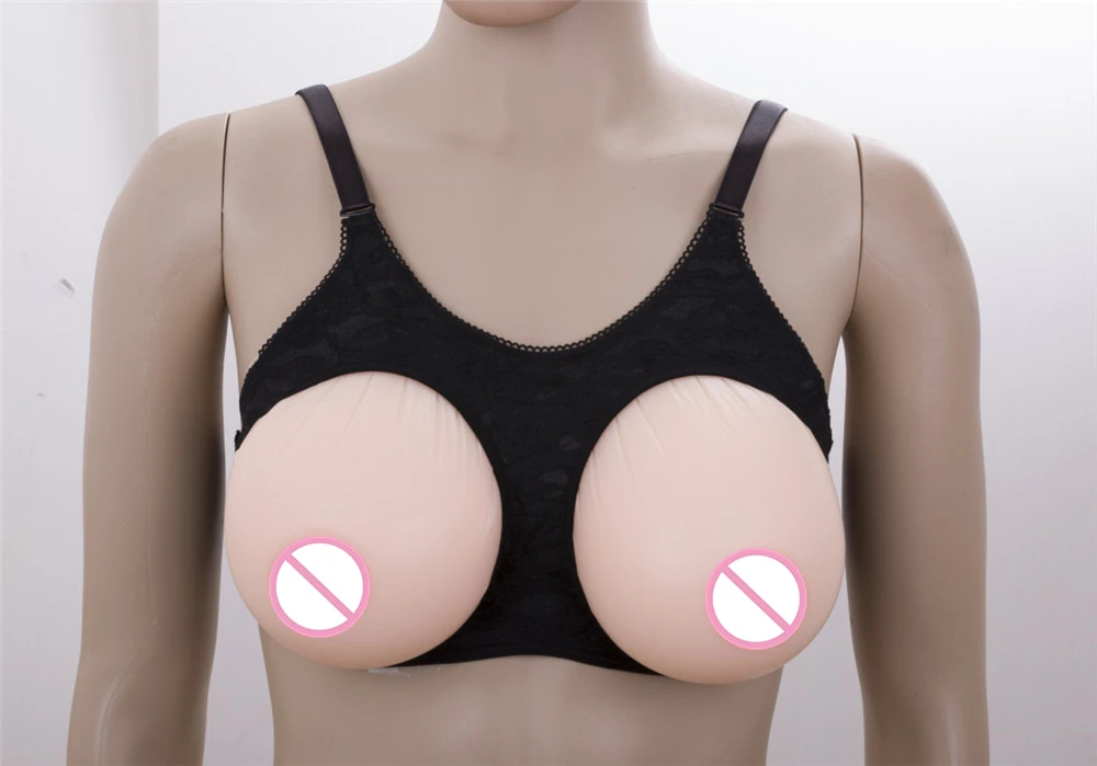

Crossdresser Breast Bra Suit 1600g/Pair Silicone Fake Breast Boobs Transvestite Feminine False Breast Forms CT with Black Bra