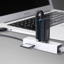 OFCCOM 2-Port USB 2.0 Hub with RJ45 Ethernet LAN Network Adapter USB to SD/TF Card Reader for Laptop PC Computer