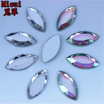 

Micui 50PCS 12*25mm Crystal AB Rhinestones FlatBack Acrylic Horse Eye Gems Fancy Strass Crystals Stones For Clothing Craft ZZ718