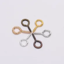 200 шт./лот, маленькие серебряные шпильки для глаз, крючки, люверсы, винтовые застежки, крючки, принадлежности для ювелирных изделий