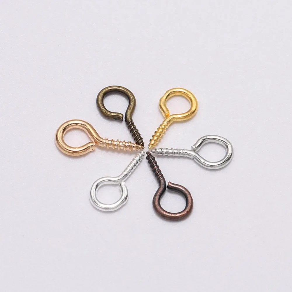 

200pcs/lot Small Tiny Mini Eye Pins Eyepins Hooks Eyelets Screw Threaded Silver Clasps Hooks For DIY Jewelry Findings Wholesale