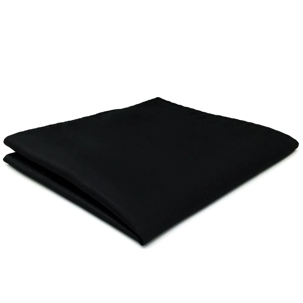 CH28 Silk Solid Black Pocket Square for Men Fashion Hanky Handkerchief