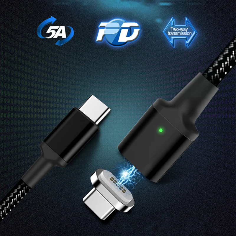 

Magnetic USB C to USB-C cable 5A PD Fast charging Type c to Type-c For ipad pro 2018 Samsung S9 Switch Macbook usb Charger cable