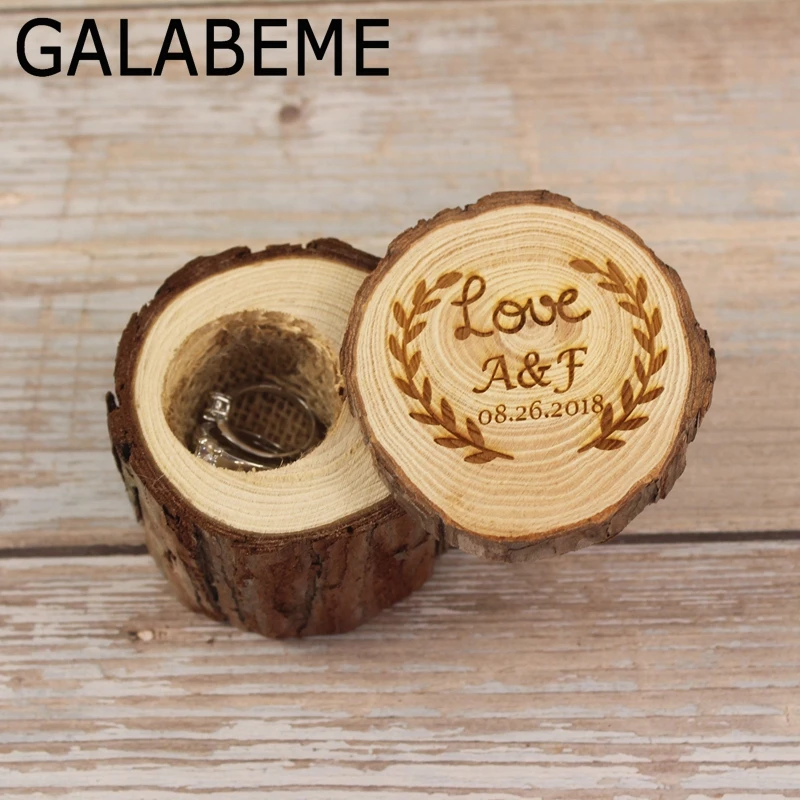 

Galabeme Custom Love Ring Box Personalized Wedding Valentines Engagement Rustic Wedding Wooden Ring Bearer Box Holder