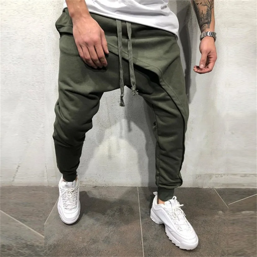 Мужские брюки-карандаш, мужские асметричные слоистые штаны для бега, уличная одежда в стиле хип-хоп, повседневные штаны для бега на завязках