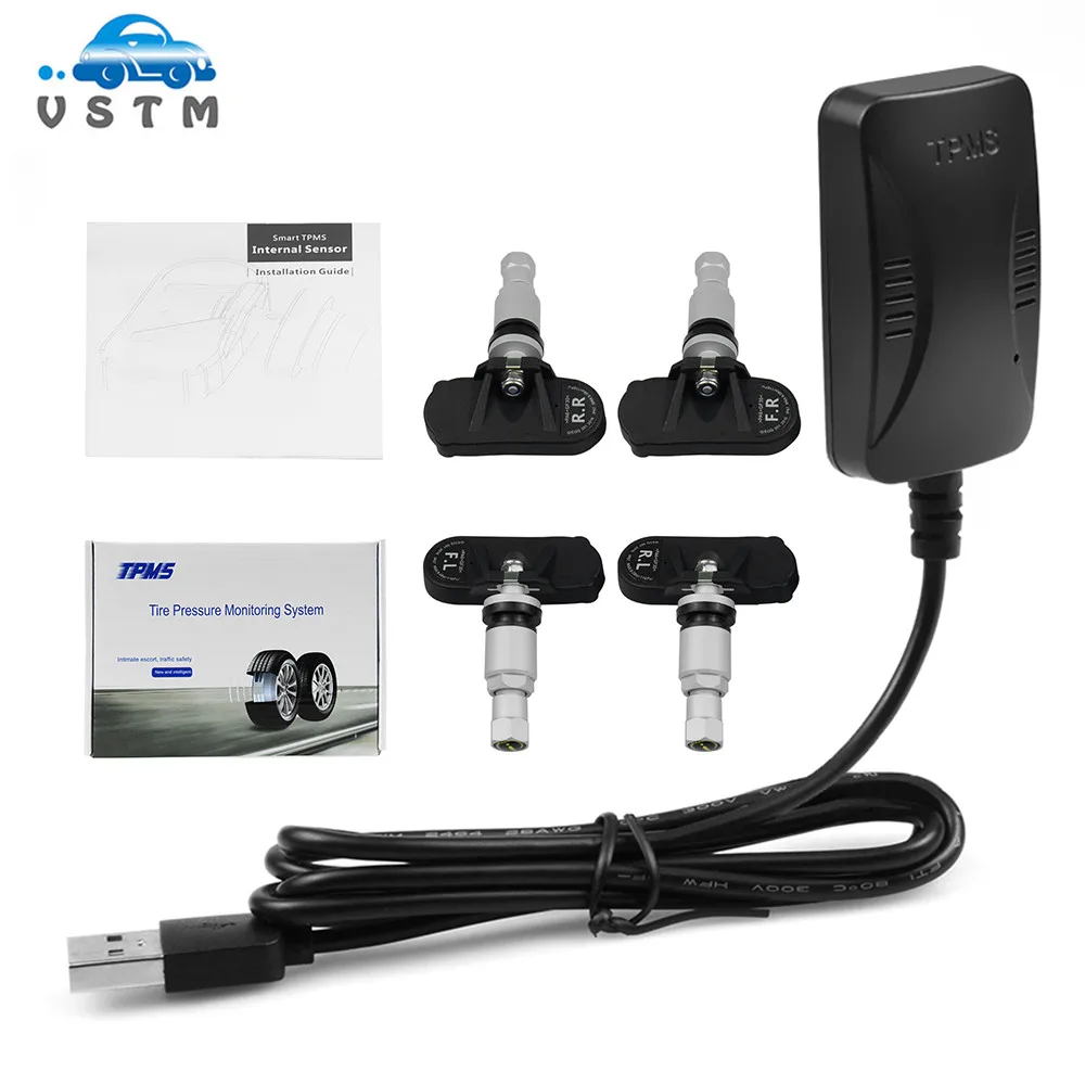 

2019 USB Android TPMS Car Tire Pressure Monitoring System Display 4 Internal Sensors Android Navigation Tyre Pressure Alarm 0-11