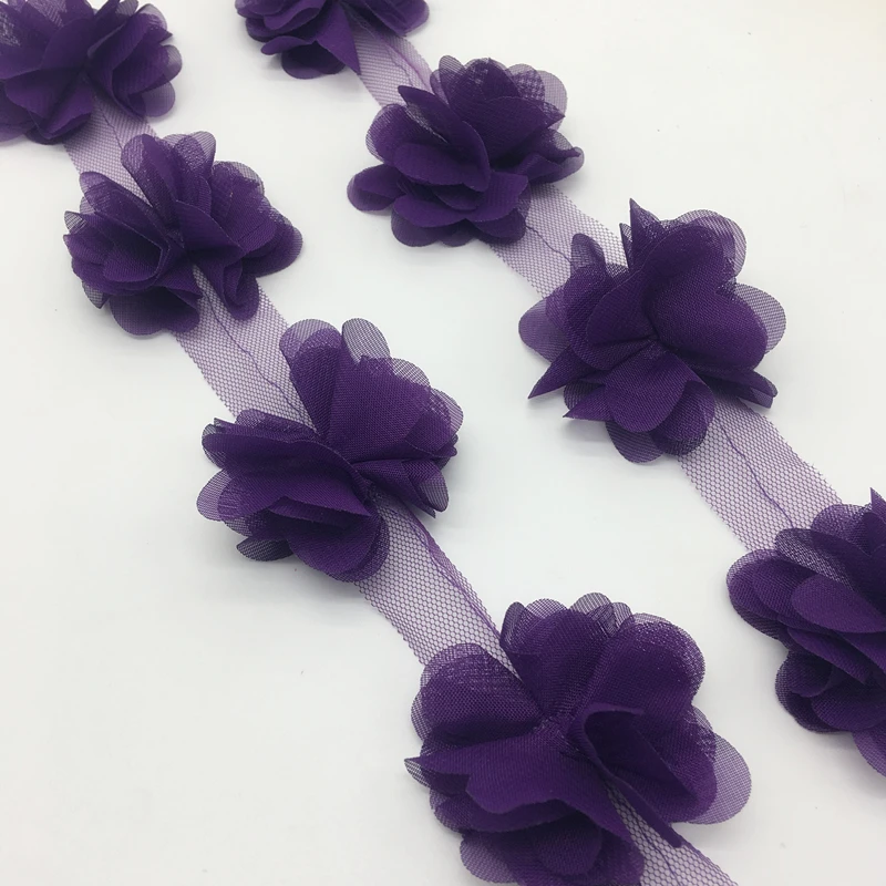 13 Buah Halaman 3d Deep Purple Chiffon Cluster Bunga Pernikahan Gaun Pengantin Kain Lace Potong Kain Diy Jahit Lace Trim Fabric Lace Trimfabric Lace Aliexpress