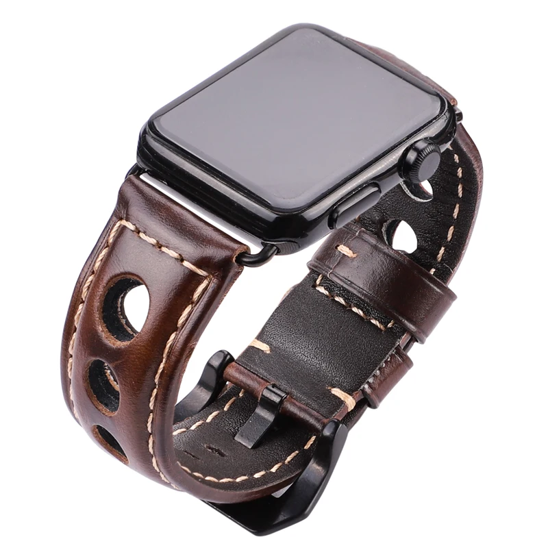 

Cowhide Watchbands For Apple Watch Band 42mm 38mm Iwatch Series 3 2 1 Women Men Oil Wax Genuine Leather Loop Watch Band Strap