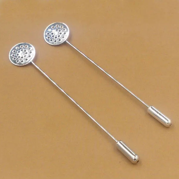 Brooch Lapel Pin with Stopper 12mm Flat Circle Pad Cabochon Blank