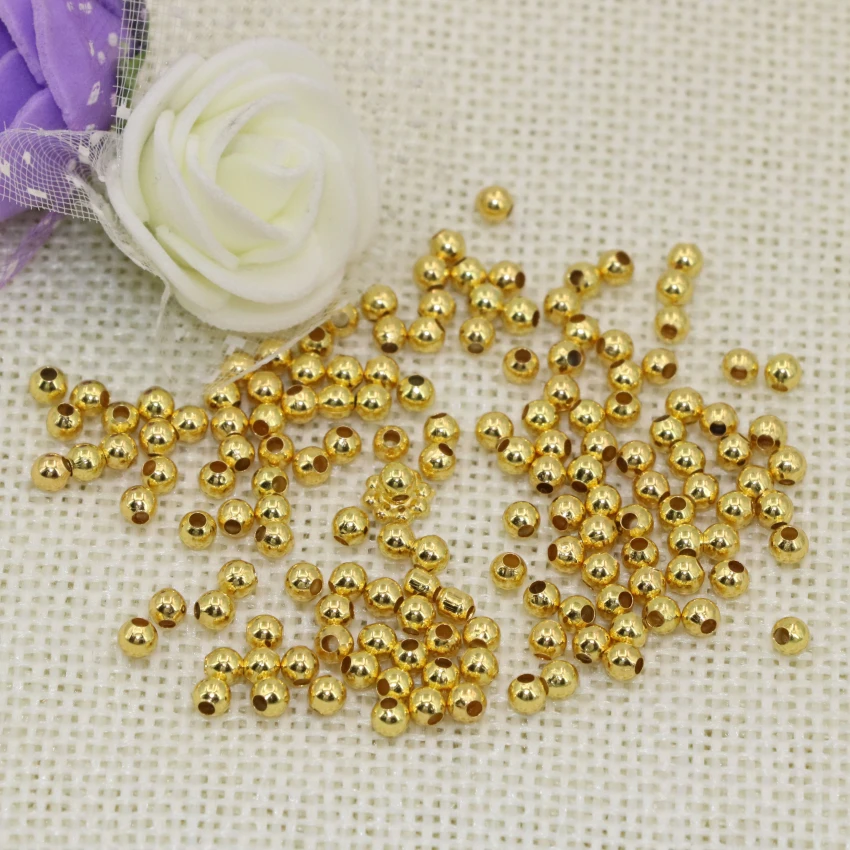 

Round beads spacers accessories 500pcs/lot hot sale gold-color 3mm wholesale price bracelets/necklace diy jewelry findingsB2564