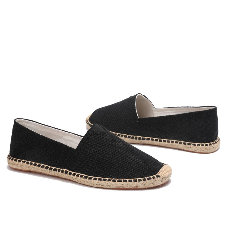 OUDINIAO Hemp Wrap Mens Shoes Spring Espadrilles Men 2019 Canvas Shoes Men Breathable Men's Loafers Slip On Solid Black White OUDINIAO Hemp Wrap Mens Shoes Spring Espadrilles Men 2019 Canvas Shoes Men Breathable Men's Loafers Slip On Solid Black White