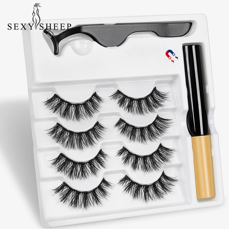 

SEXYSHEEP 5 Magnetic Eyelashes False Eyelashes Magnet Lashes Magnetic Liquid Eyeliner & Magnetic False Eyelashes & Tweezer Set