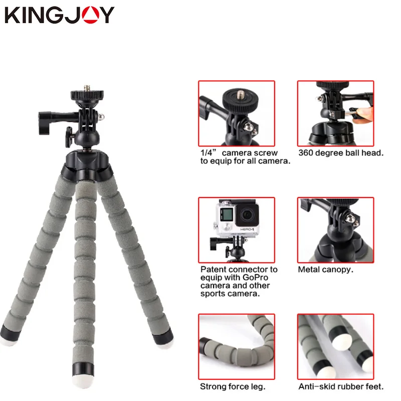 Kingjoy официальный мини штатив Осьминог для мобильного телефона гибкий держатель