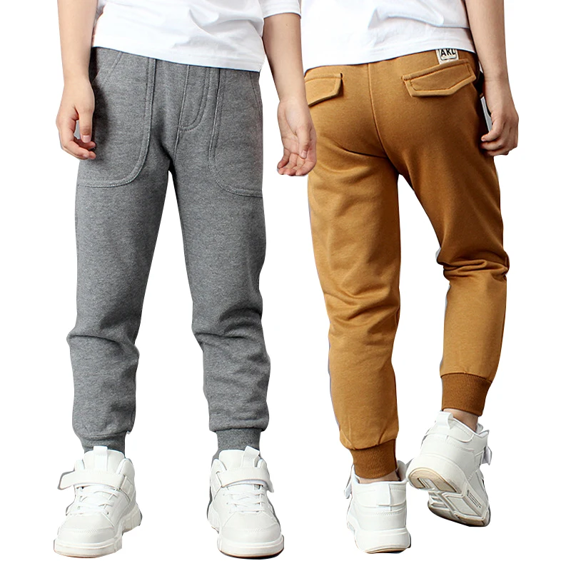 Boys Stretch Long Pencil Casual Pants Kids Polyester Bottom Elastic Waist Slacks
