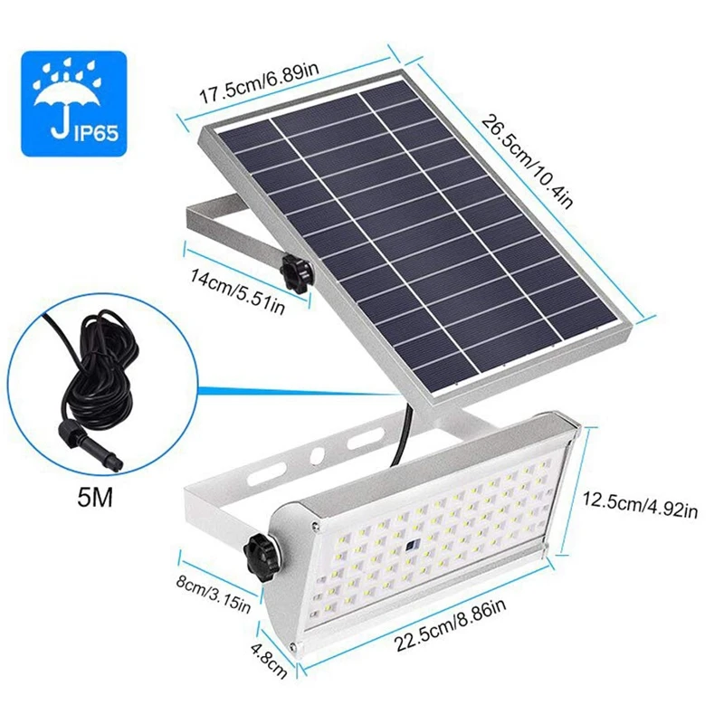 65 светодиодов Солнечный свет 1500Lm 12 Вт прожектор дистанционное управление Открытый водонепроницаемый светильник с солнечной батареей