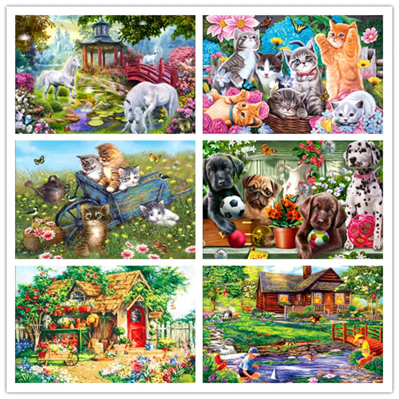 

Full diamond rhinestone 5D DIY diamond landscape painting garden cross stitch mosaic pattern home decoration Christmas gift