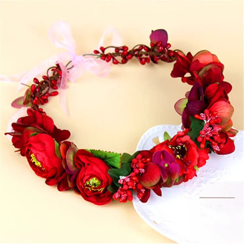 Fashion Flower Headpiece Wedding Bridal Hair Accessories Floral Crown Bohemia Halo Flower Crown