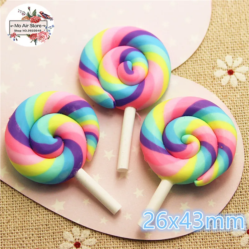 Healifty 36 piezas de arcilla Lollipop caramelo adorno DIY Rainbow Color Lolly Crafts al azar 