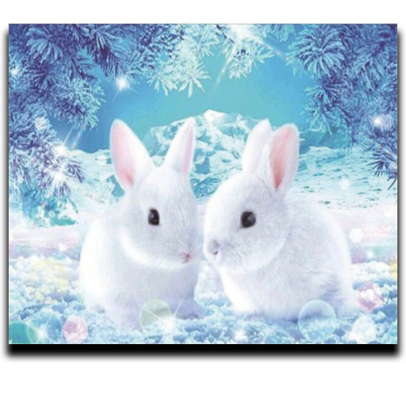 

Diy Diamond Painting Kit Glued Square Drill Rhinestone Full Cross Stitch New Embroidery Crafts Needlework Rabbit