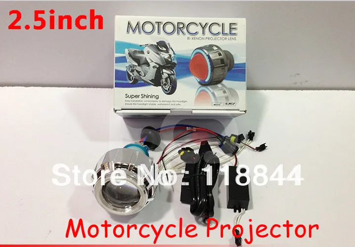 

2.5 inch BiXenon HID Projector Lens Motorcycle headlight with Yellow Blue Red White Green CCFL Angel eye + Slim ballast
