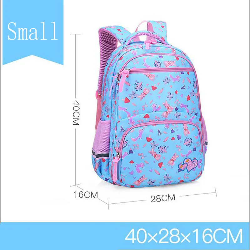 Small Light Blue Ортопедические школьные рюкзаки для девочек, первичные детские сумки, подходящие для 1-6 классов, Детские рюкзаки с цветочным рисунком для детей - Цвет: Small Light Blue