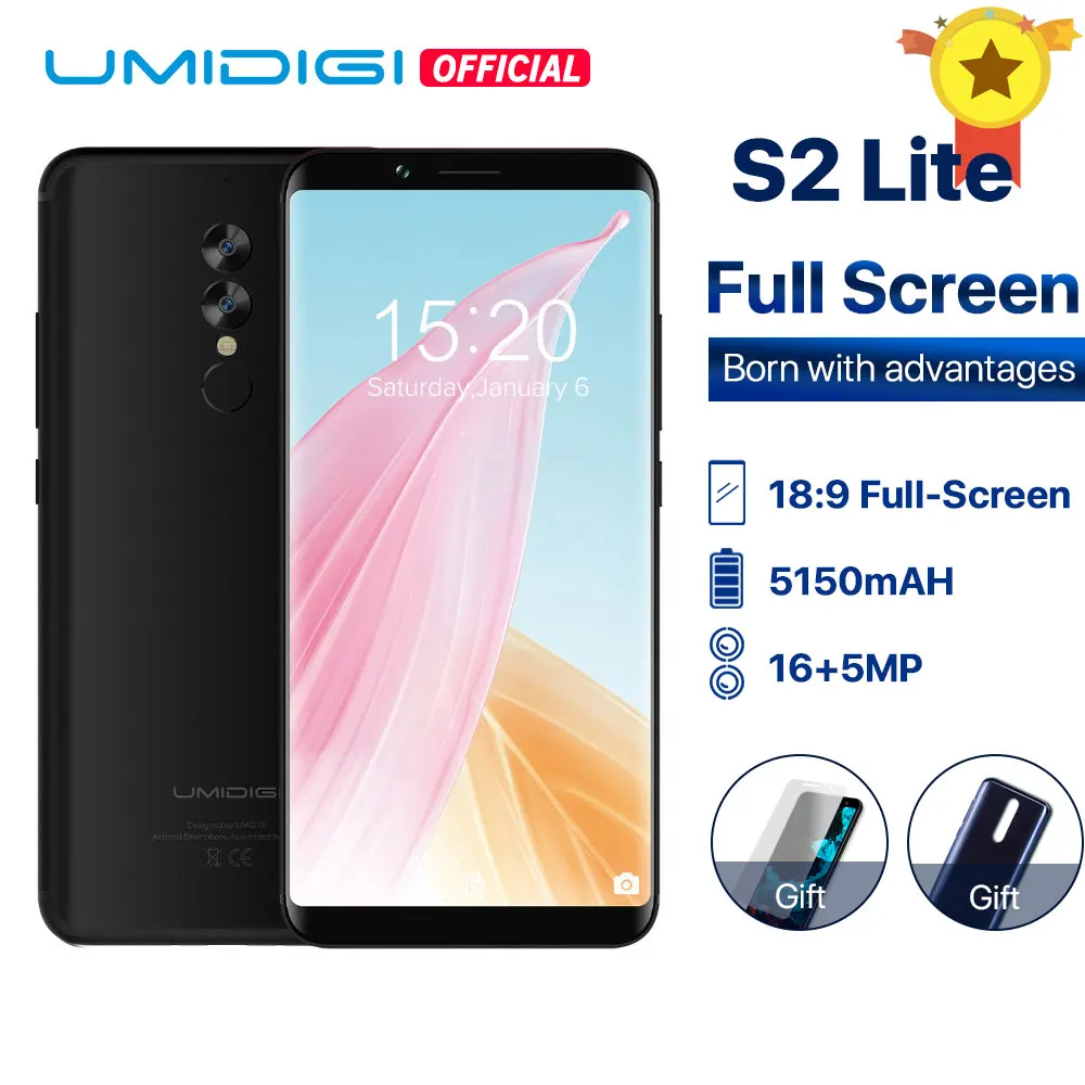 

UMIDIGI S2 Lite Cellphone Dual Back Camera 16MP+5MP 5100mAh Big Battery Smartphone 4G LTE18:9 Full Screen Face ID Mobile phone