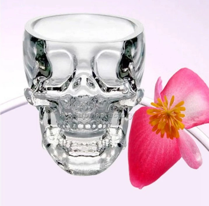 

100pcs/lot Vodka glasses "crystal skull" Shot Glass cup wineglass/whsiky glasses DHL free Shipping