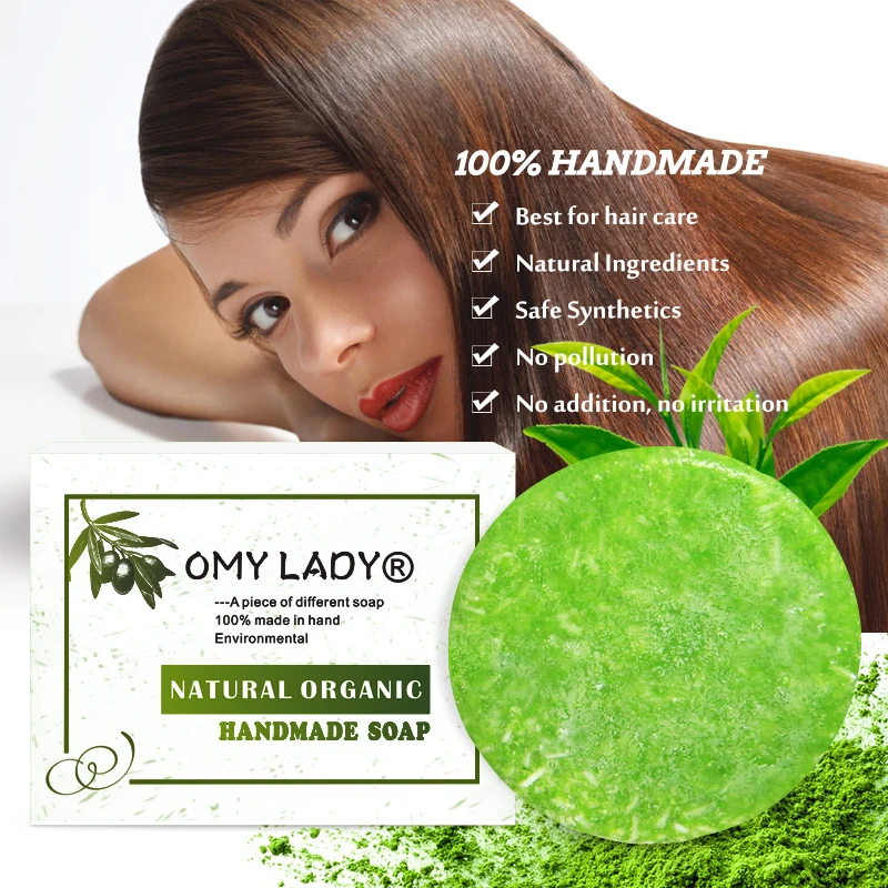 

OMYLADY 100% Pure Natural Handmade Shampoo Soap tee tree Essential Oil Hair Cold Processed Anti-Dandruff Off Hair Care
