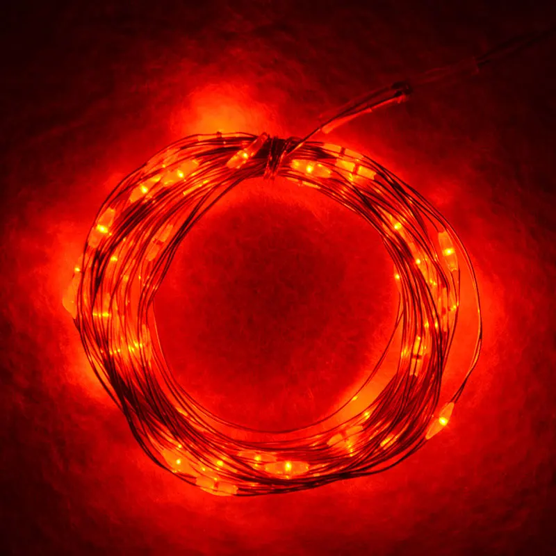 Foxanon светодиодный водонепроницаемый светильник ing 5 м 10 м Светодиодная лента гирлянда Сказочный светильник Лампа Рождественская Свадебная вечеринка украшение для сада «сделай сам» - Испускаемый цвет: Красный