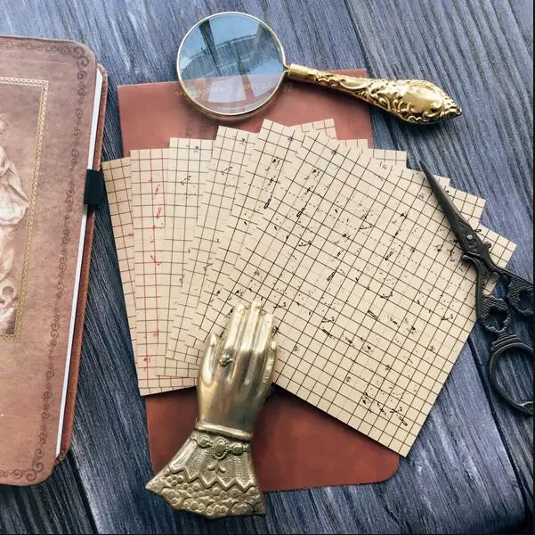 

6pcs/pack Vintage Kraft paper retro vellum square/grid Decoration Sticker DIY TN Scrapbooking Label Diary Album Sticker Escolar