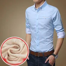 Высококачественная Мужская Повседневная теплая рубашка с длинными рукавами; большие размеры; модные брендовые облегающие Зимние флисовые рубашки для мужчин