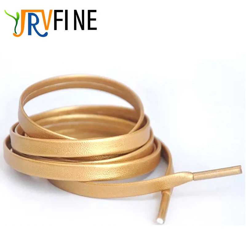 

YJRVFINE 2 Pair Flat PU Leather Shoelaces Double Layer Shoe LaceThick Leather Shoe Laces Shoestring for Womens and Mens