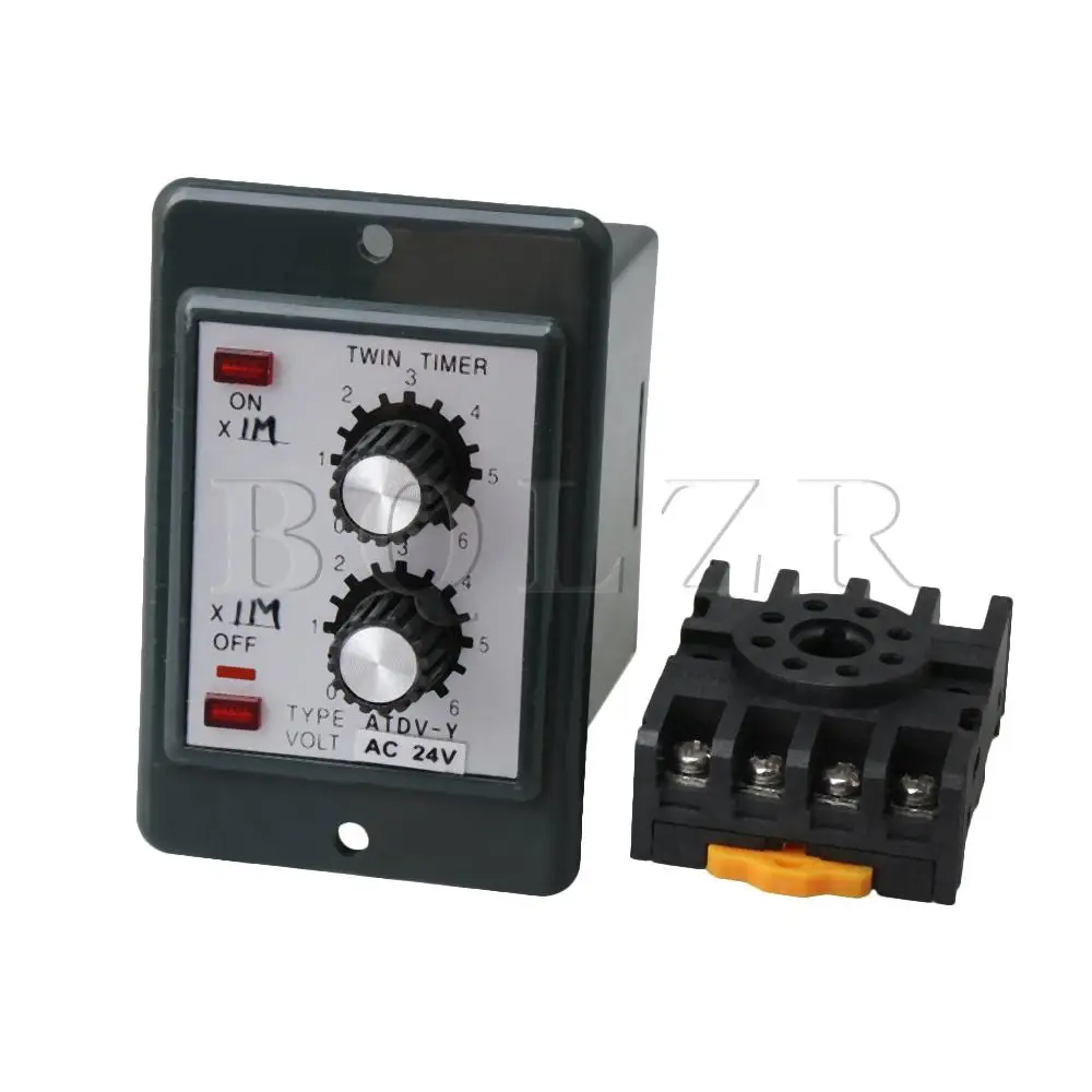 

BQLZR AC 24V Delay Timer Repeat Cycle Time Relay Adjustable Time 6M/6M ATDV-Y
