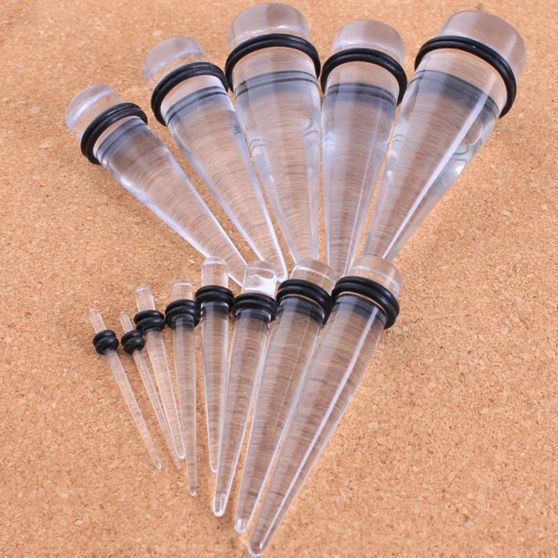 

1 Pair Hot Clear color Body Jewelry Acrylic Tip cone Ear Stretcher Plugs Expanders Pircing Jewelry ear plugs for men women