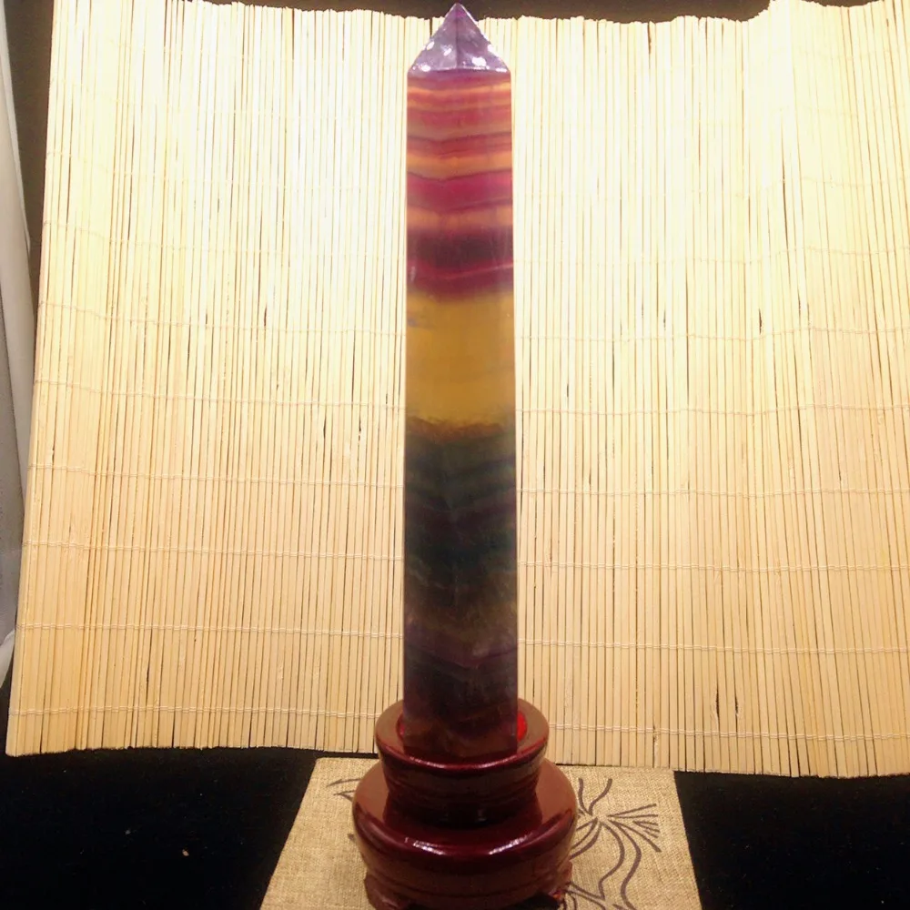 

TOP 160mm Natural fluorite QUARTZ CRYSTAL WAND POINT HEALING