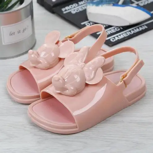 3D Mini Twins Микки Маус голова обувь желе обувь сандалии девушка Нескользящие Детские сандалии обувь для малышей