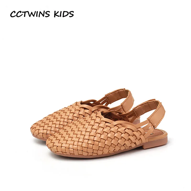 

CCTWINS Kids Shoes 2019 Summer Children Fashion Woven Sandals Babys Brand Princess Shoes Girls Pu Leather Flat PS417