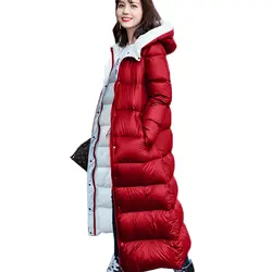 Зимняя женская пуховая куртка высокого качества с капюшоном Cocoon длинная Модная белая пуховая верхняя одежда женское утепленное свободное
