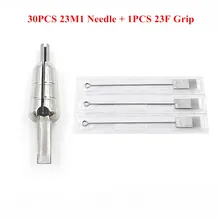 Трубка для татуировки с иглой 30 шт одноразовые стерильные иглы для татуировки 23M1 с 1 шт 23F из нержавеющей стали плоская трубка для татуировки