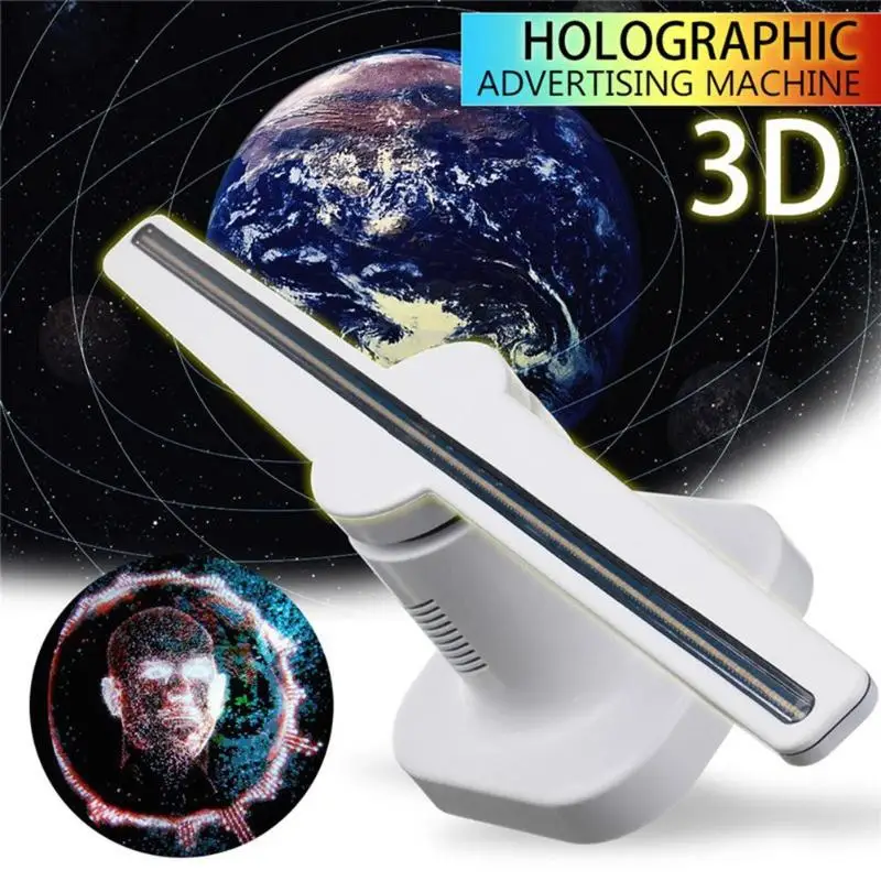Portable LED White 3D Hologram Projector Holographic Advertisement Display Fan Unique Light US/EU/ Plug Advertising Lamp