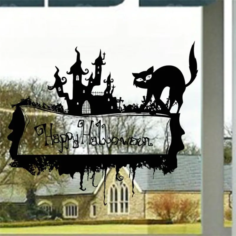 Wallpaper 3D New Arrived Happy Halloween Wall Sticker Window Home Decoration Defor Bedroom Living Room Walls wall art   X0813#3006