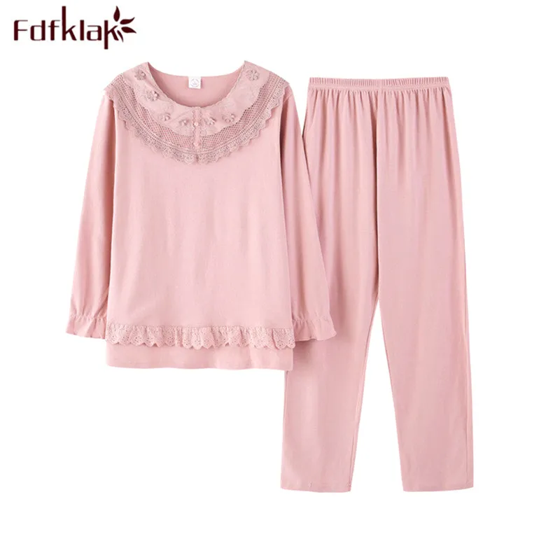 

Fdfklak High Quality Plus Size Pajamas Women Long Sleeve Cotton Pyjamas Women's Sleepwear Pijama Casual Pajama Set M-3XL