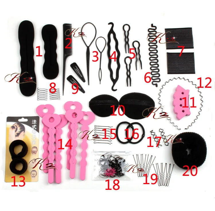 MAGIC CURLER 20 models automatic hair sponge bun braider Sets DIY Hair Twist Styling Tool For women hairstyles Elastic Rubber 2